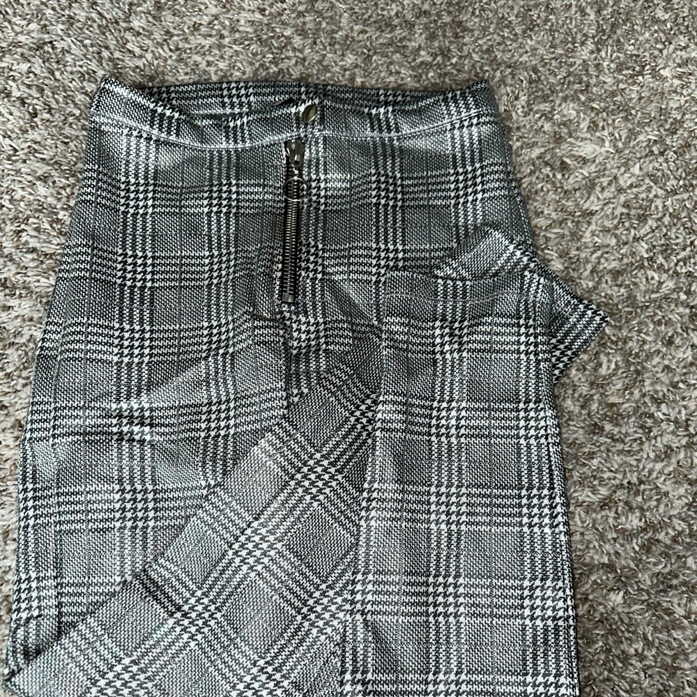 Topshop Gray & White Houndstooth Plaid Pattern Ankle Pants Womens